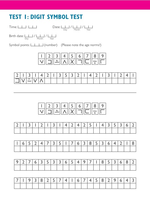 PSE Test 1. Digit Symbol Test