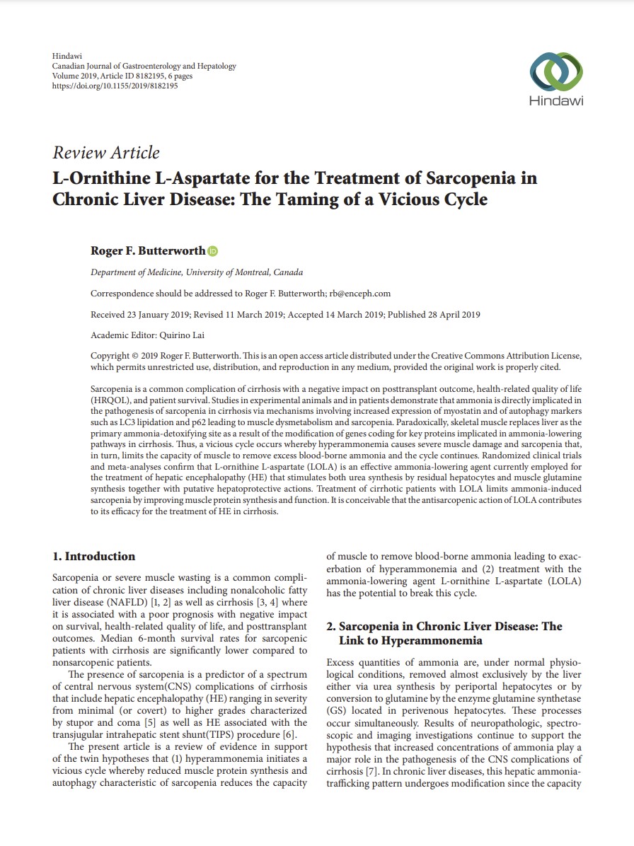 L-Ornithine L-Aspartate for the Treatment of Sarcopenia in Chronic Liver Disease: The Taming of a Vicious Cycle