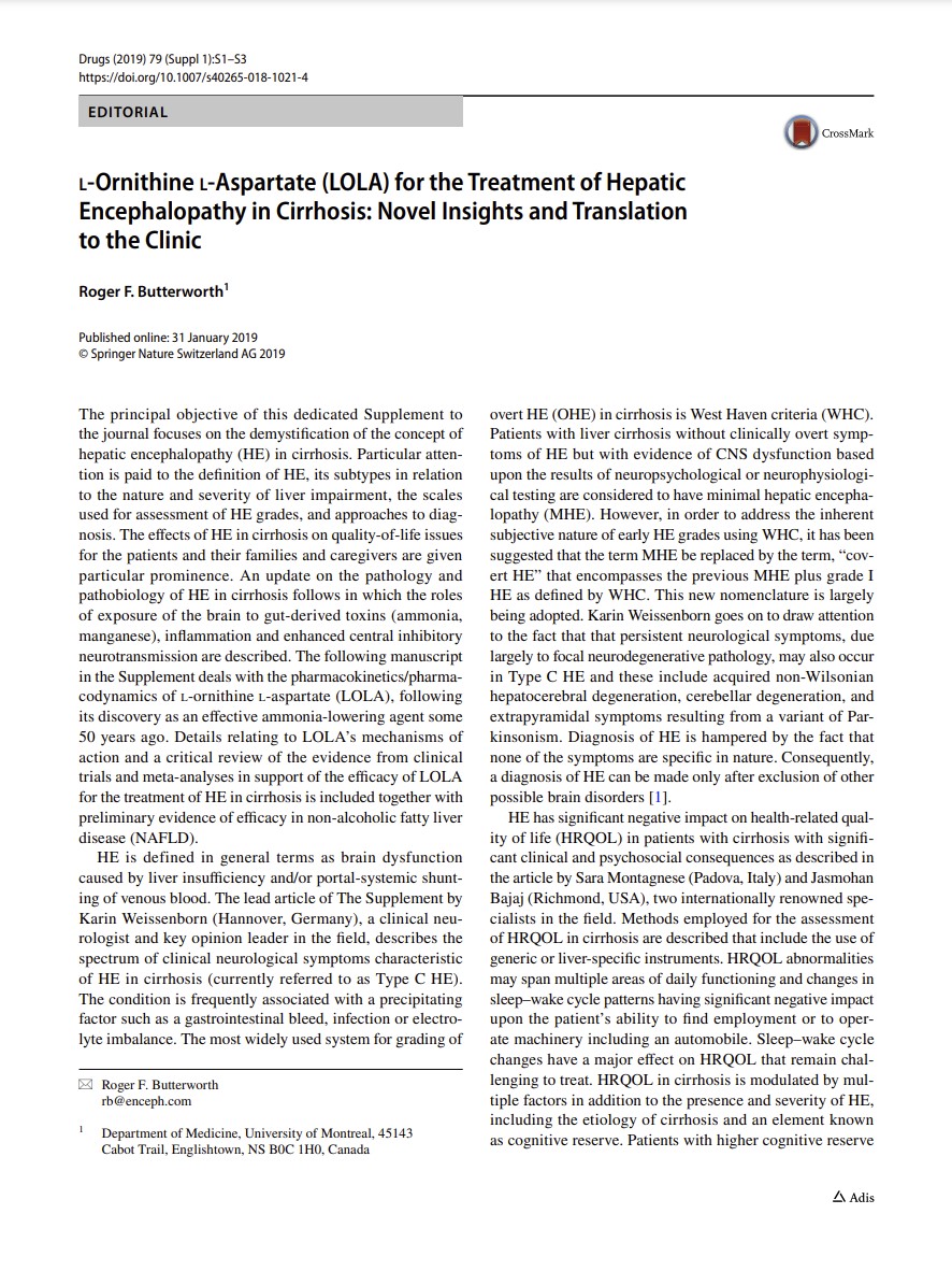 Lola for the treatment of HE in cirrhosis:novel insights and translation to clinic