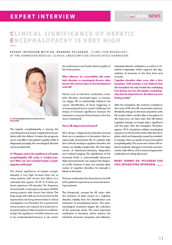 Dr. Henning Pflugrad: Clinical significance of hepatic encephalopathy