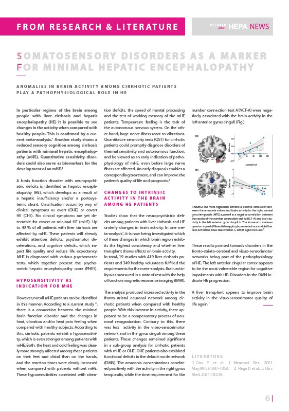 Somatosensory disorders as marker for Anomalies of brain activity among liver cirrhosis patients play patho-psychological role in HE